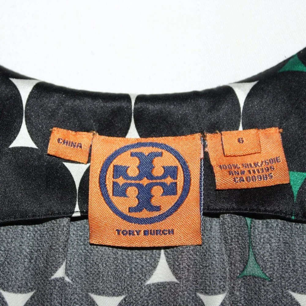 Tory Burch Geometrical Pattern Sleeveless V-Halter Neck Top, Size 6